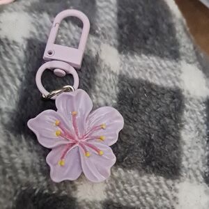 Purple Floral Keychain Accessory